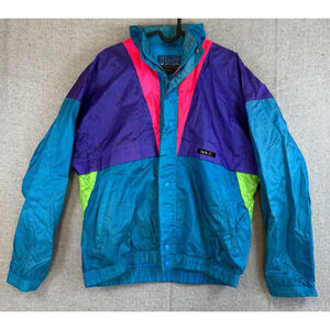 Vintage Black Ice Windbreaker Long Sleeve Jacket Mens Sz Medium‎ Pullover Zip Up